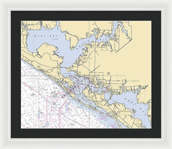 St-andrews-bay -florida Nautical Chart _v6 - Framed Print