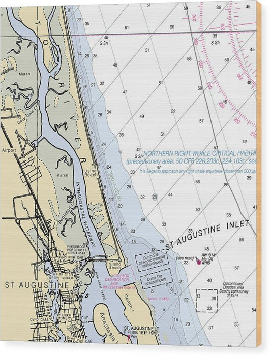 St Augustine  -Florida Nautical Chart _V2 Wood Print