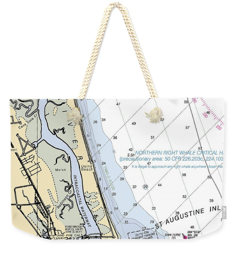 St Augustine  -florida Nautical Chart _v2 - Weekender Tote Bag