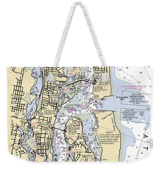 St-augustine -florida Nautical Chart _v6 - Weekender Tote Bag