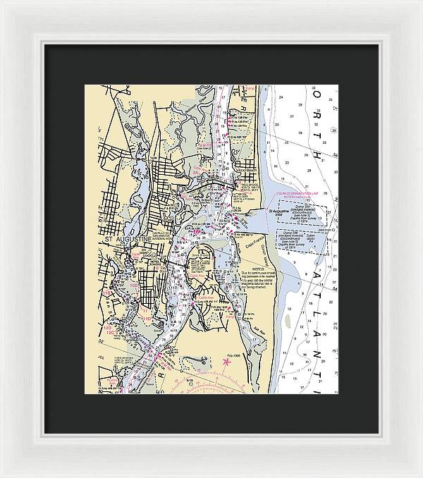 St-augustine -florida Nautical Chart _v6 - Framed Print