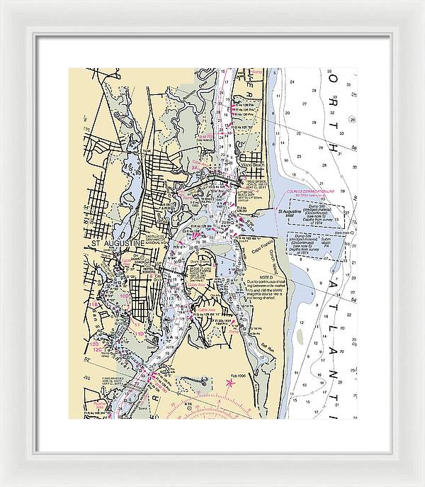 St-augustine -florida Nautical Chart _v6 - Framed Print