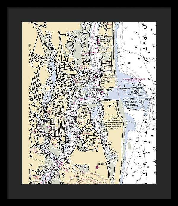 St-augustine -florida Nautical Chart _v6 - Framed Print