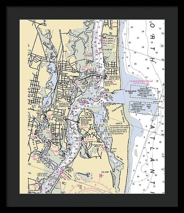 St-augustine -florida Nautical Chart _v6 - Framed Print