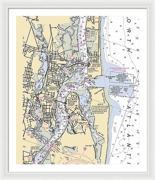 St-augustine -florida Nautical Chart _v6 - Framed Print