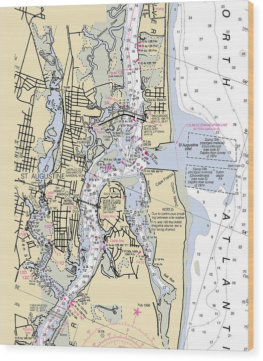 St-Augustine -Florida Nautical Chart _V6 Wood Print