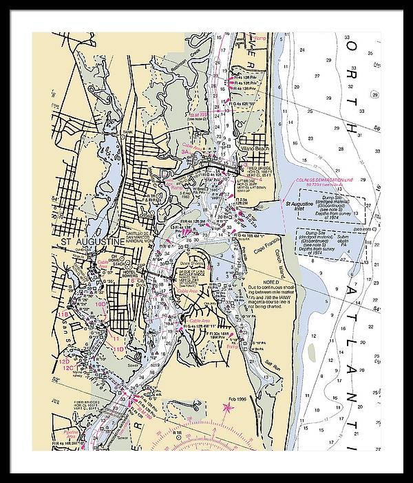 St-augustine -florida Nautical Chart _v6 - Framed Print