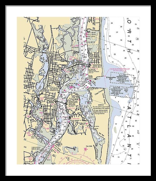 St-augustine -florida Nautical Chart _v6 - Framed Print