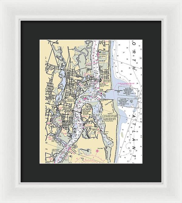 St-augustine -florida Nautical Chart _v6 - Framed Print