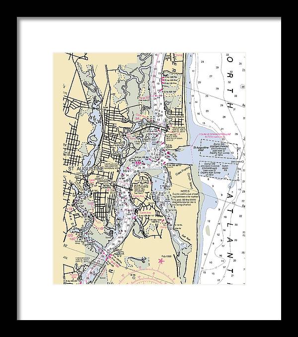 St-augustine -florida Nautical Chart _v6 - Framed Print