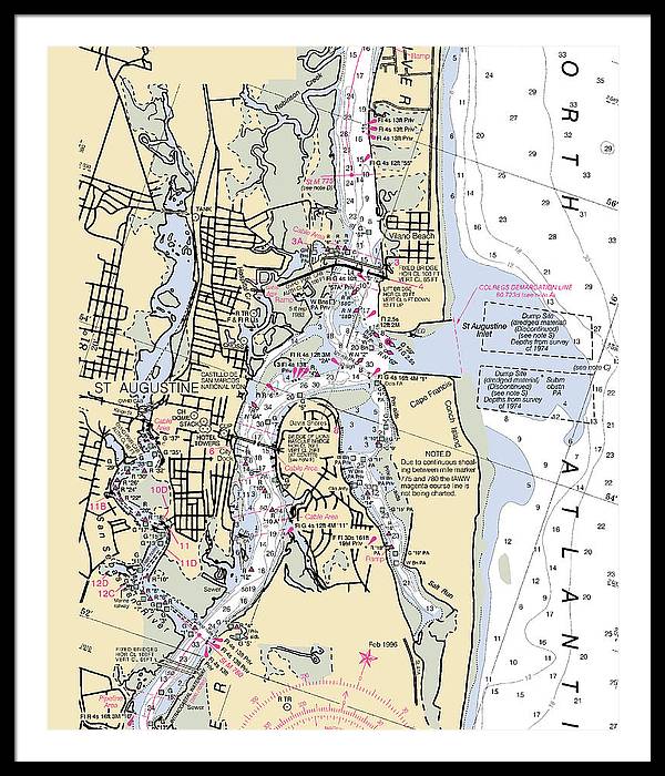 St-augustine -florida Nautical Chart _v6 - Framed Print