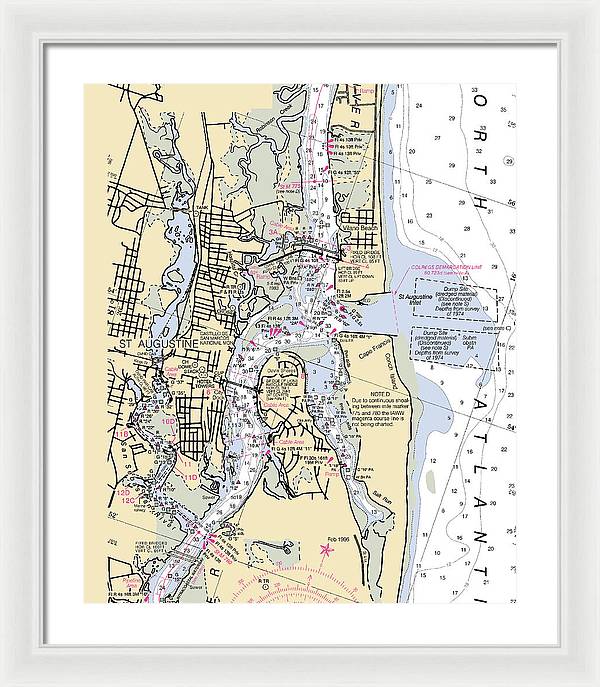 St-augustine -florida Nautical Chart _v6 - Framed Print