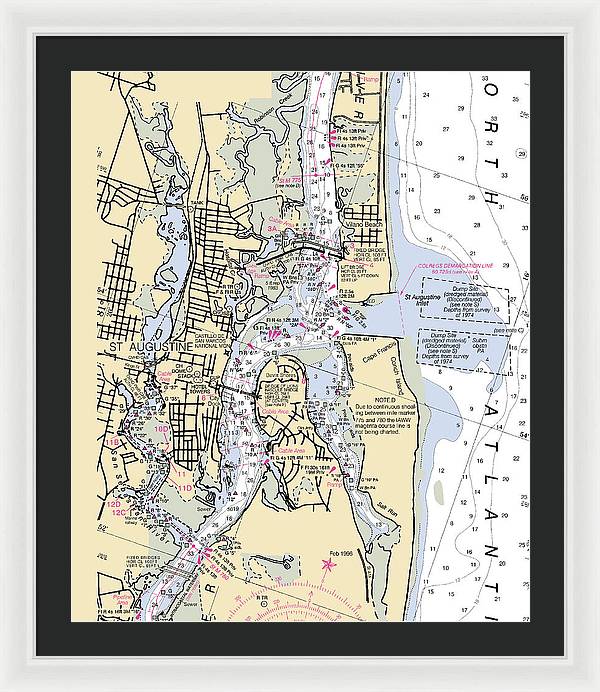 St-augustine -florida Nautical Chart _v6 - Framed Print