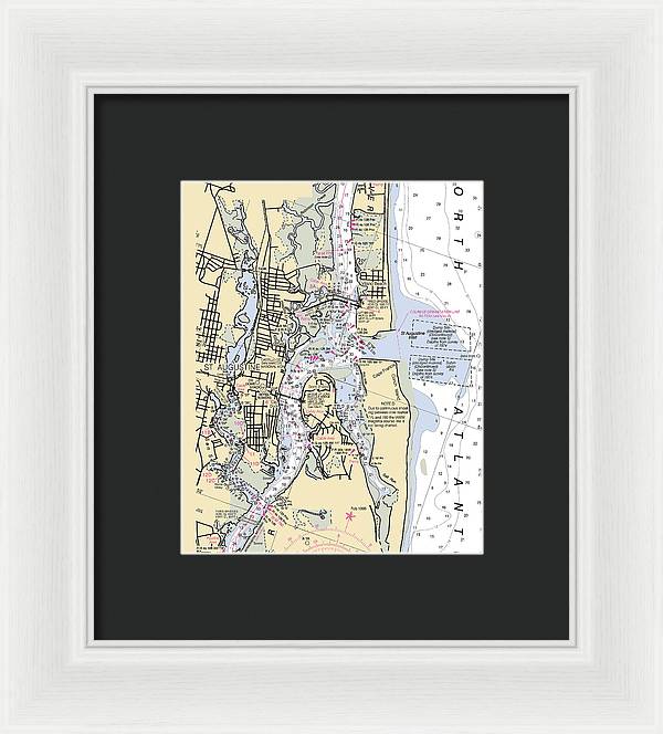 St-augustine -florida Nautical Chart _v6 - Framed Print