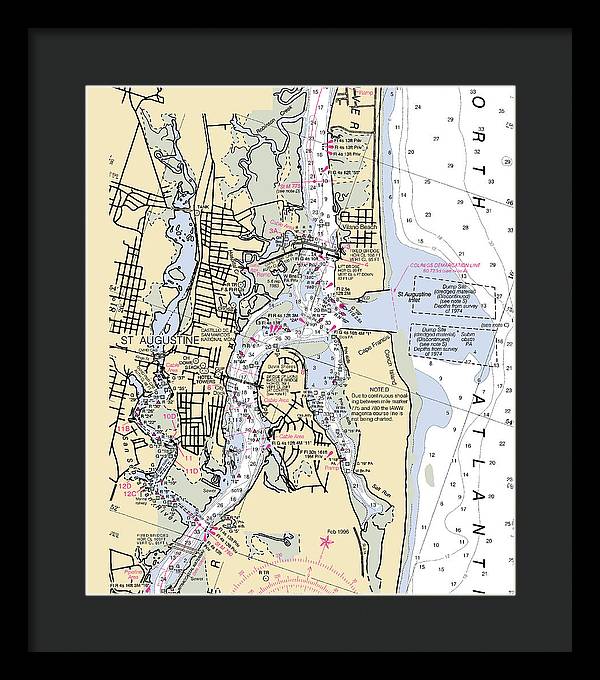 St-augustine -florida Nautical Chart _v6 - Framed Print