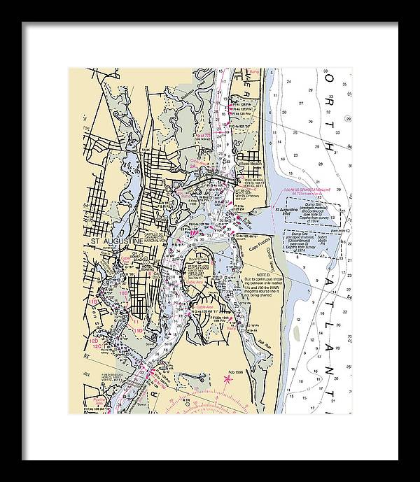 St-augustine -florida Nautical Chart _v6 - Framed Print