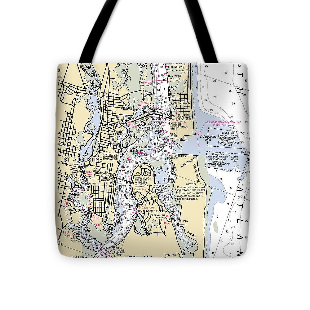 St-augustine -florida Nautical Chart _v6 - Tote Bag