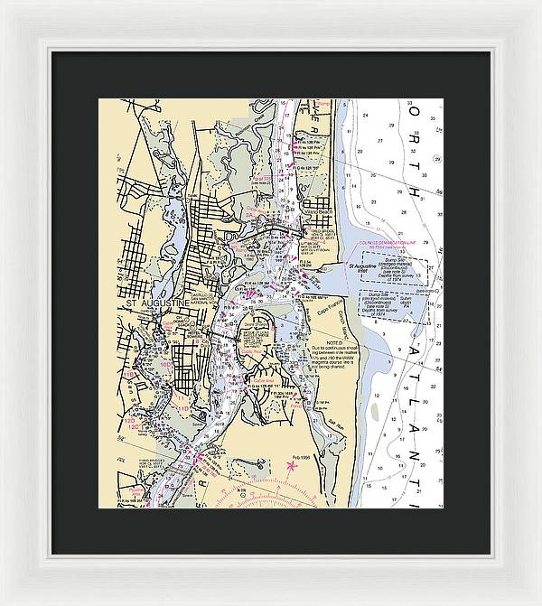 St-augustine -florida Nautical Chart _v6 - Framed Print