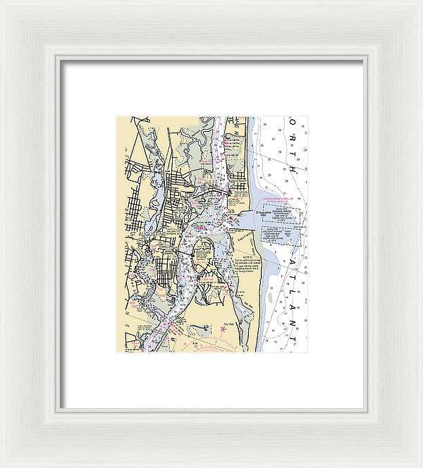 St-augustine -florida Nautical Chart _v6 - Framed Print