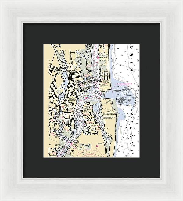 St-augustine -florida Nautical Chart _v6 - Framed Print