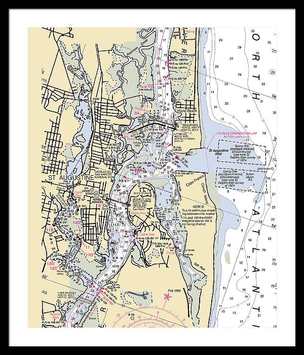 St-augustine -florida Nautical Chart _v6 - Framed Print