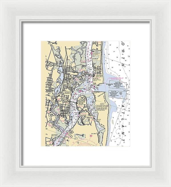 St-augustine -florida Nautical Chart _v6 - Framed Print