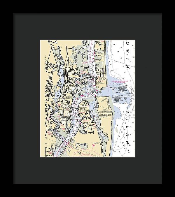 St-augustine -florida Nautical Chart _v6 - Framed Print