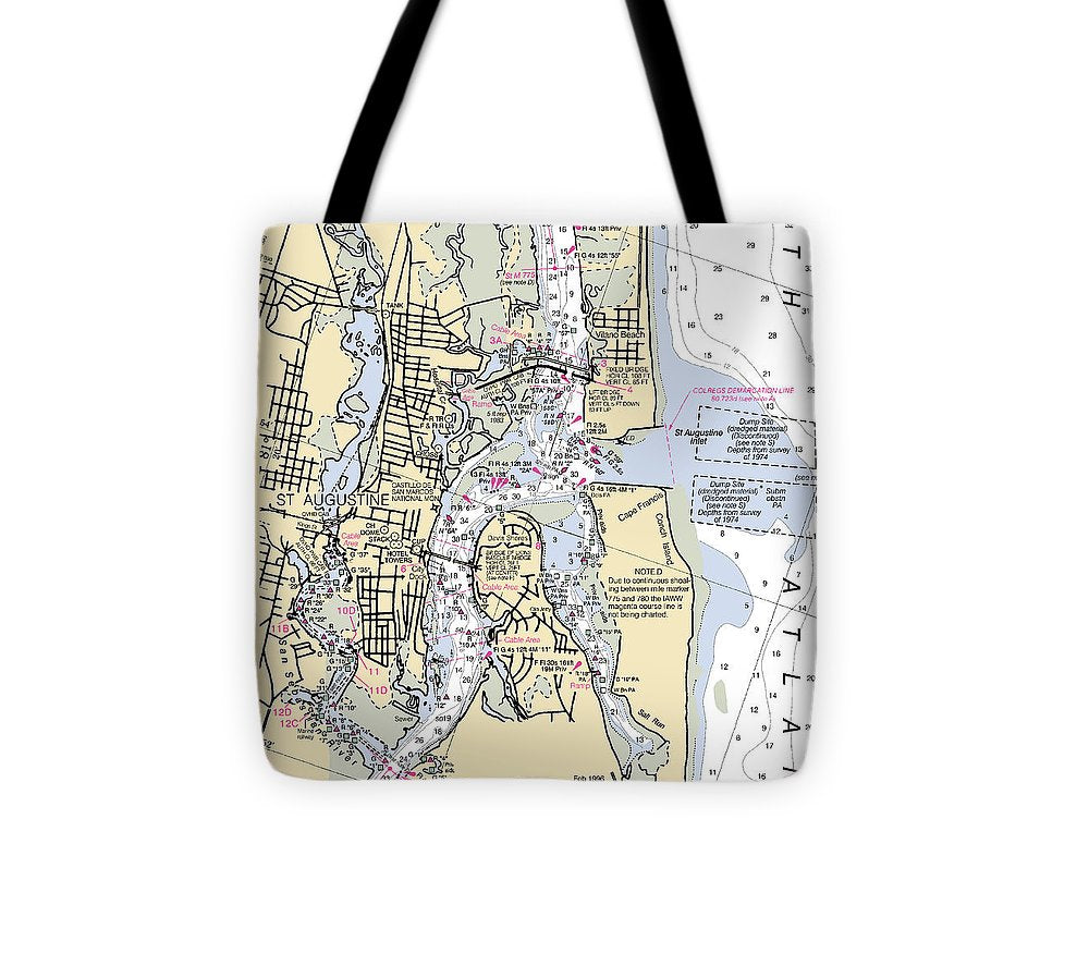 St Augustine  Florida Nautical Chart _V6 Tote Bag