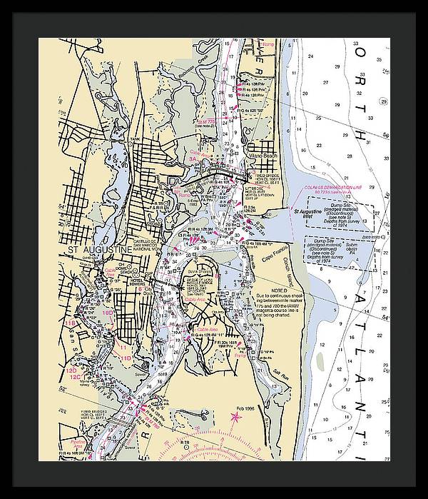 St-augustine -florida Nautical Chart _v6 - Framed Print