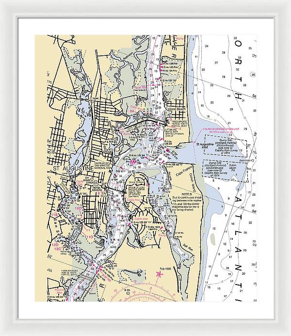 St-augustine -florida Nautical Chart _v6 - Framed Print