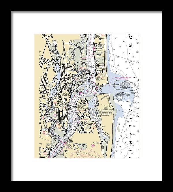 St-augustine -florida Nautical Chart _v6 - Framed Print