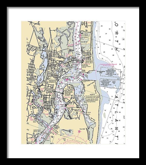 St-augustine -florida Nautical Chart _v6 - Framed Print