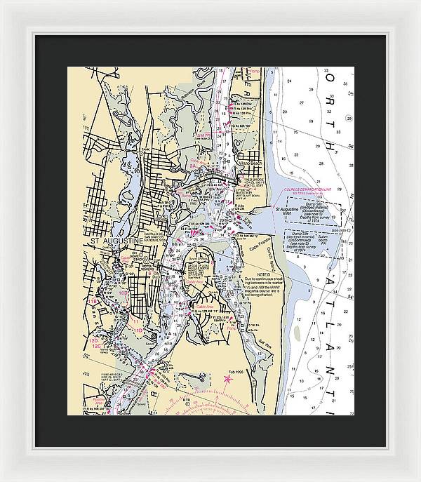 St-augustine -florida Nautical Chart _v6 - Framed Print