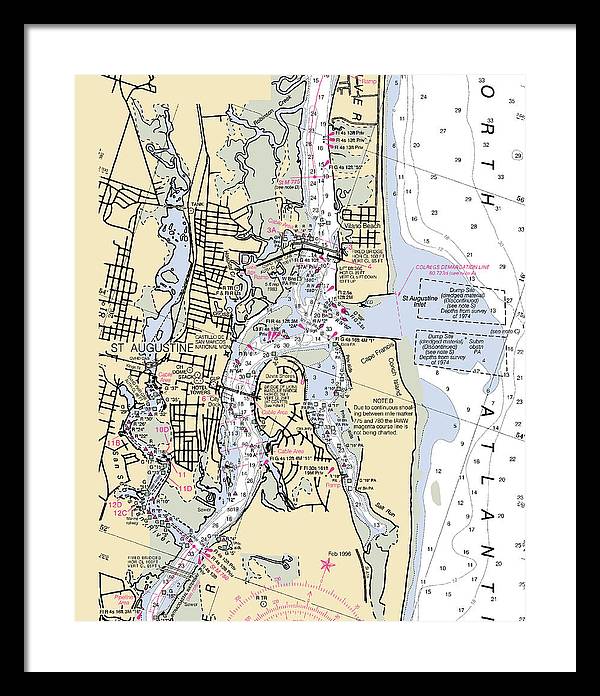 St-augustine -florida Nautical Chart _v6 - Framed Print