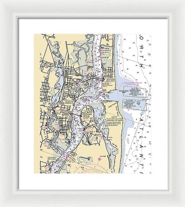 St-augustine -florida Nautical Chart _v6 - Framed Print