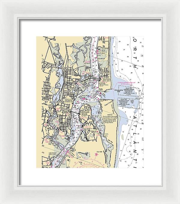 St-augustine -florida Nautical Chart _v6 - Framed Print