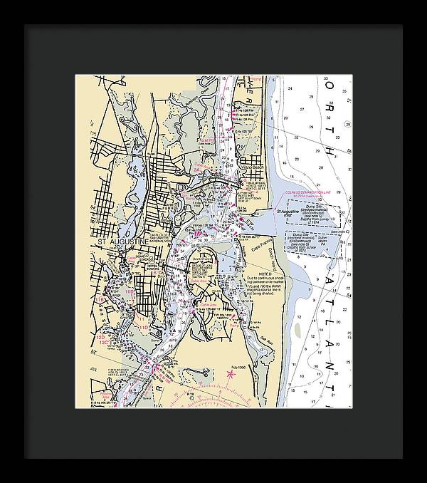 St-augustine -florida Nautical Chart _v6 - Framed Print