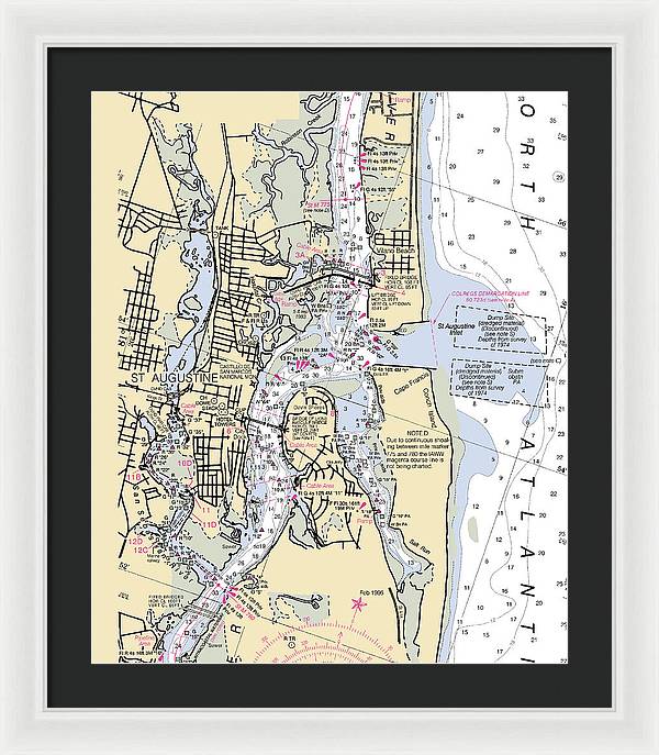 St-augustine -florida Nautical Chart _v6 - Framed Print