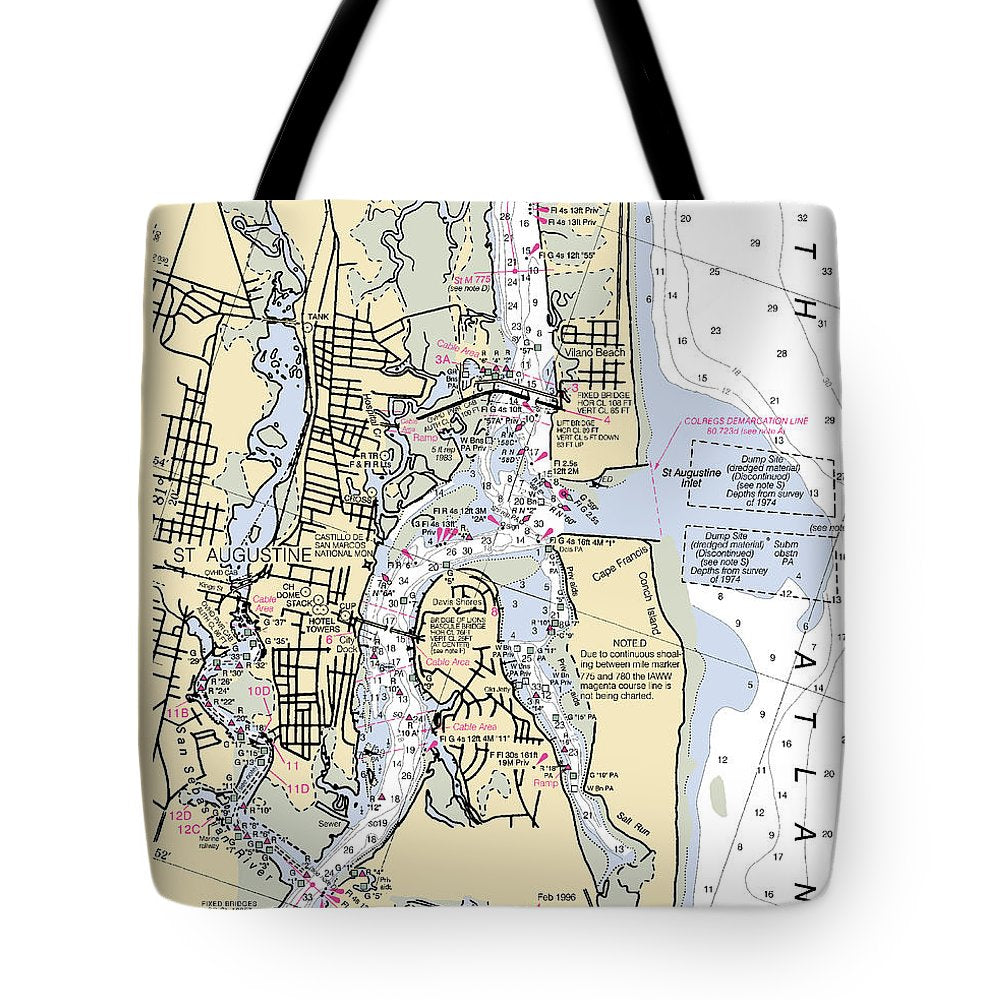 St-augustine -florida Nautical Chart _v6 - Tote Bag