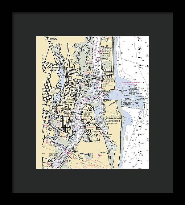 St-augustine -florida Nautical Chart _v6 - Framed Print