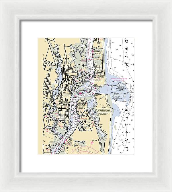 St-augustine -florida Nautical Chart _v6 - Framed Print