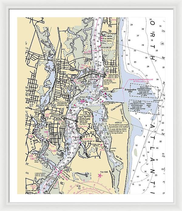 St-augustine -florida Nautical Chart _v6 - Framed Print