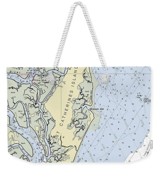 St Catherines Island Georgia Nautical Chart - Weekender Tote Bag