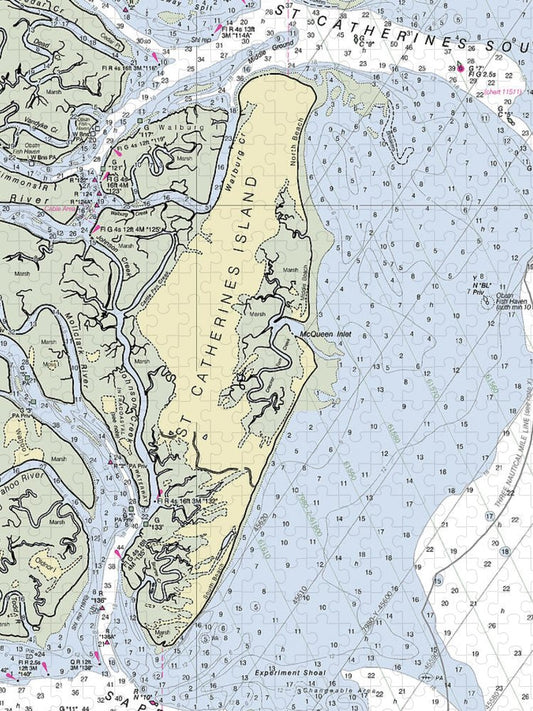 St Catherines Island Georgia Nautical Chart Puzzle