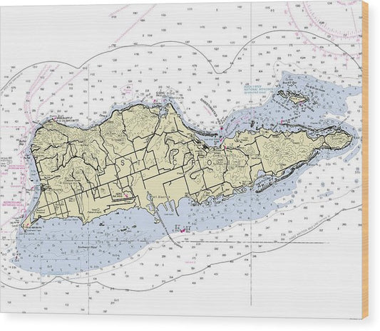 St Croix Virgin Islands Nautical Chart Wood Print