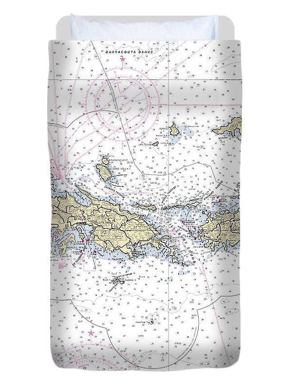 St John St Thomas-virgin Islands Nautical Chart - Duvet Cover