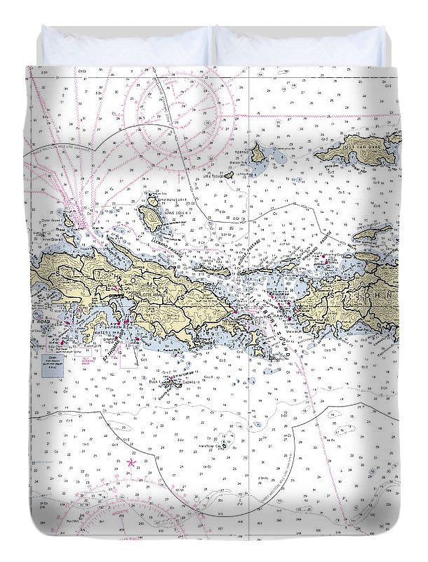 St John St Thomas-virgin Islands Nautical Chart - Duvet Cover