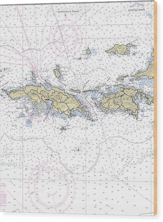 St John St Thomas-Virgin Islands Nautical Chart Wood Print