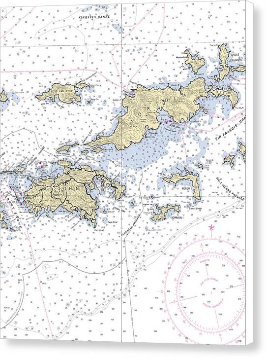 St John Tortola-virgin Islands Nautical Chart - Canvas Print
