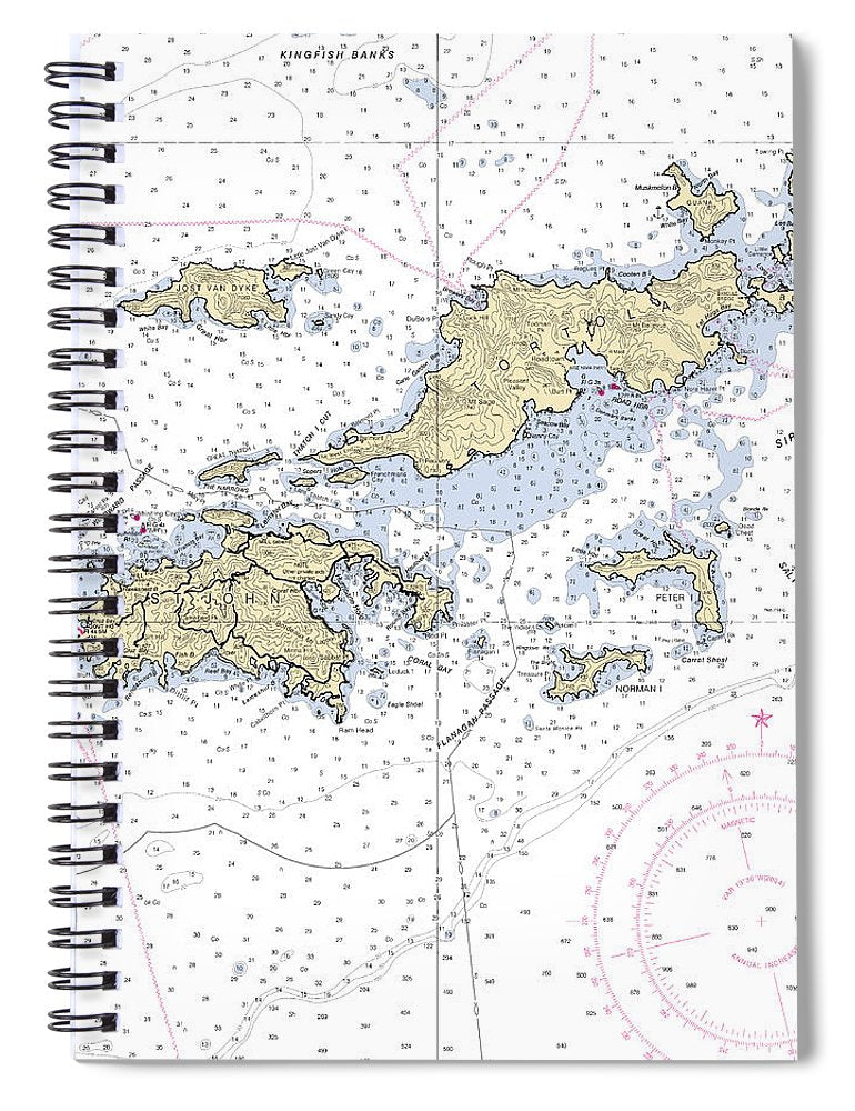 St John Tortola Virgin Islands Nautical Chart Spiral Notebook